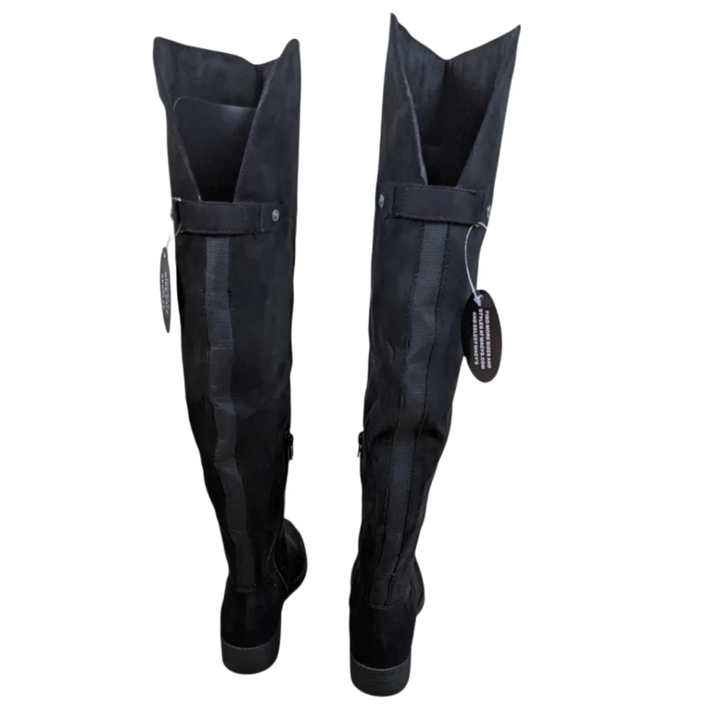 Sun and Stone Allicce Over the Knee Black Microsuede Boots